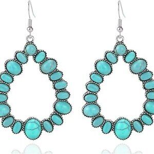 Turquoise Earrings Vintage Western Jewelry Women Cowgirl Boho Costume